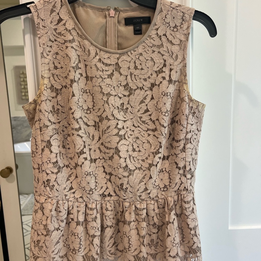 J. Crew Beige Lace Peplum Top